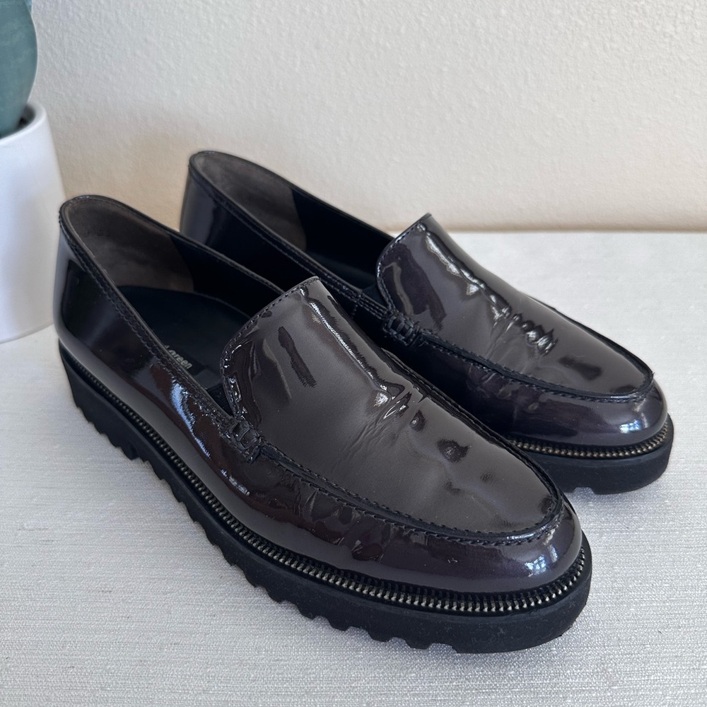 Paul Green Dark Brown/Black Patent Leather Loafers Women’s US7-7.5